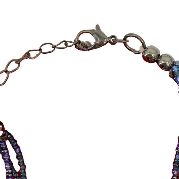 Beaded Necklace Earring Set Faux Lapis Nugget Blue Multi-strand Fashion Lot 0351 - Picture 4 of 13